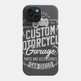 Custom Motorcycle garage SanDiego badge logo vintage Phone Case