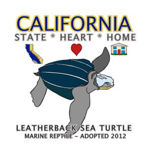 California - Leatherback Sea Turtle - State, Heart, Home T-Shirt