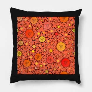 Flower Suns Warm on Apricot Repeat 5748 Pillow