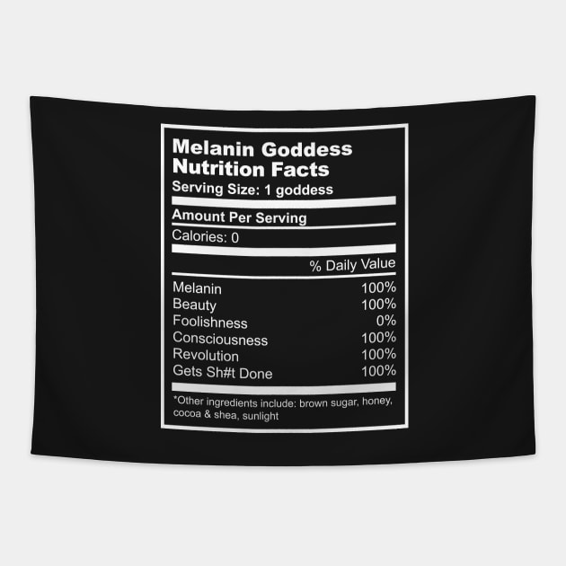 Melanin Goddess Nutrition Facts Tapestry by CHROME BOOMBOX