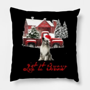 Shetland Sheepdog Let It Snow Tree Farm Red Truck Christmas Pillow