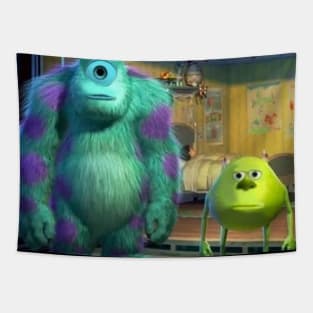 Mike Wazowski and Sully Face Swap Meme Tapestry