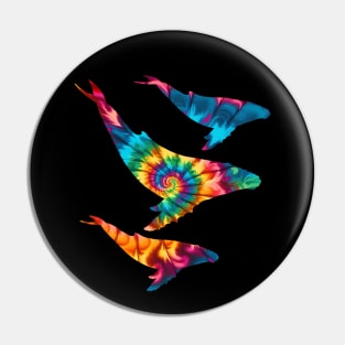 Humpback Whales rainbow Tie Dye Pattern Pin