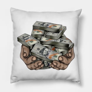 HOLDING PILE OF MONEY Pillow