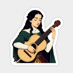 Serene bard playing a song on her guitar Magnet