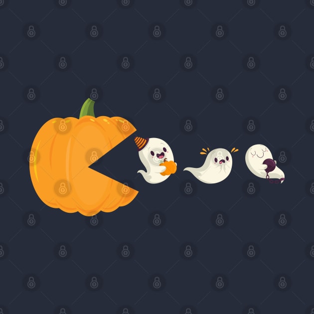 Pumpkin Eating Running Ghosts by kevenwal