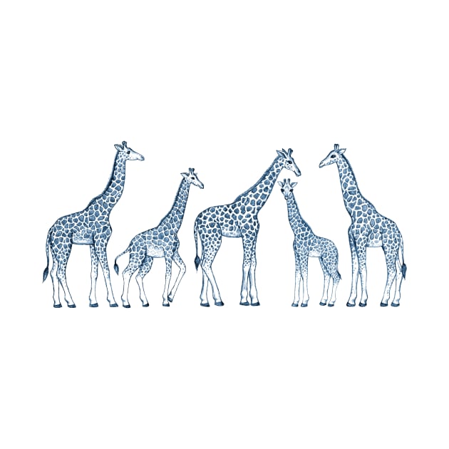 Navy Blue Giraffes on White by micklyn