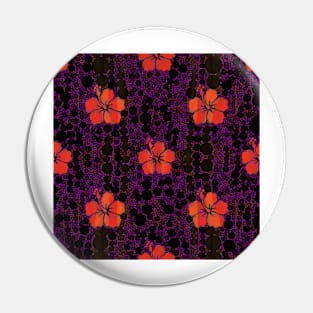 Hibiscus and Purple Polka Dots Pin