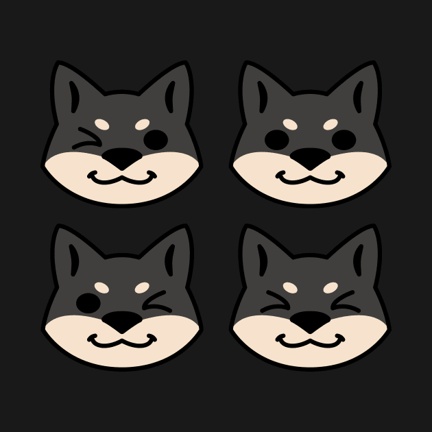 4 Shibas (Black and tan) by kaeru