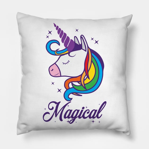 Unicorn side face Magical Pillow by alltheprints