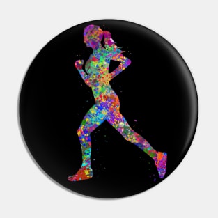 Runner girl watercolor art Pin