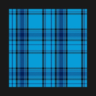 Dark Academia Plaid Tartan in Monochrome Royal Blue, Cornflower, and Navy T-Shirt