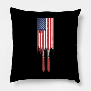 USA ski flag, USA winter holiday, skiing vacation, skiing sticker pack, USA sticker pack Pillow