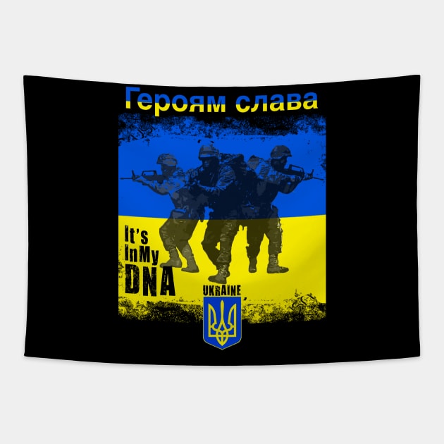 It's In My DNA Ukrainian Gifts Vyshyvanka Kozak Ukraine Soldiers Flag Tapestry by aeroloversclothing