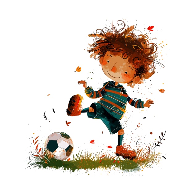 Little Boy Playing Soccer by erzebeth