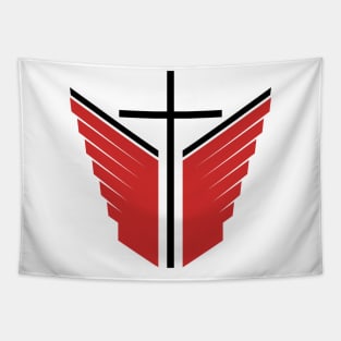 Cross of Jesus Christ and wings - a symbol of the Spirit Tapestry