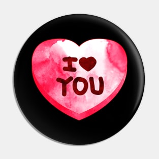 Watercolor Candy Heart I Love You Valentine Pin