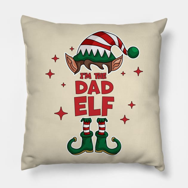 I'm The Dad Elf - Funny Christmas Matching Family Group Xmas Pillow by OrangeMonkeyArt