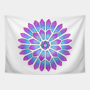 Blue Purple Cloud Stained Glass Floral Mandala Tapestry