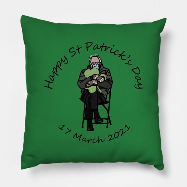 Happy St Patricks Day Bernie Sanders Pillow by ellenhenryart