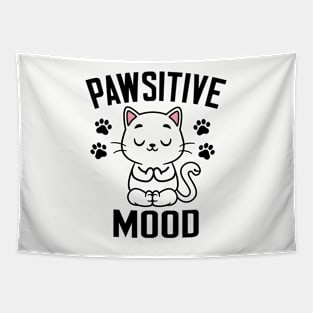 Funny Yoga Cat Meditation Pawsitive Mood Tapestry