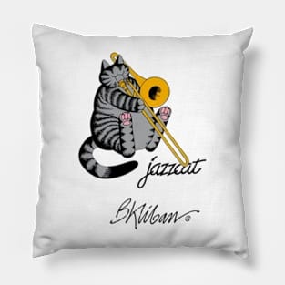 B Kliban Cat - cat plays saxophone Pillow