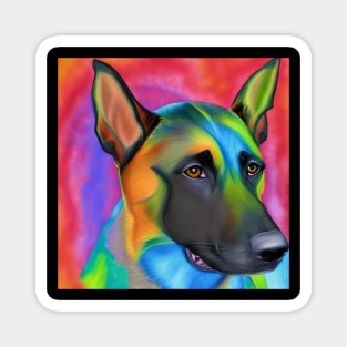 Belgian Malinois Dog Rainbow Painting Magnet