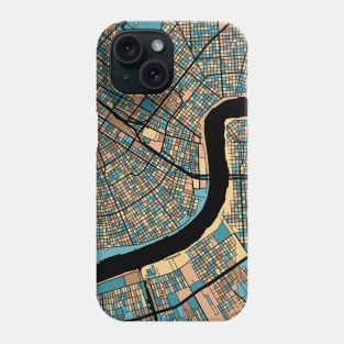 New Orleans Map Pattern in Mid Century Pastel Phone Case