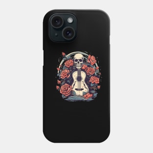 Skull with a Guitar and Flowers Phone Case