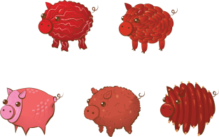 Pigs made of Pork Products Magnet