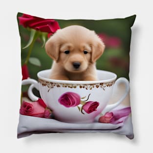 Puppy inside Teacup Pillow