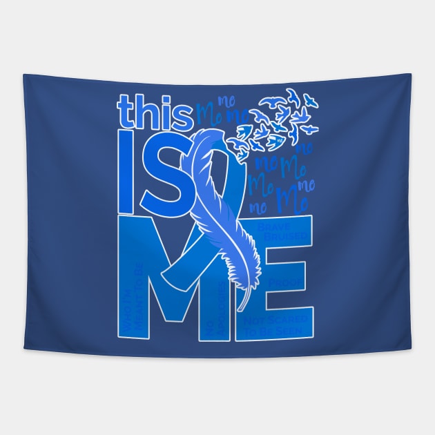 This Is Me - Awareness Feather Ribbon - Blue Tapestry by CuteCoCustom