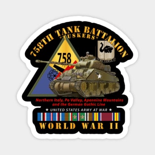 758th Tank Battalion - Tuskers - w Tank w SSI WWII  EU SVC Magnet