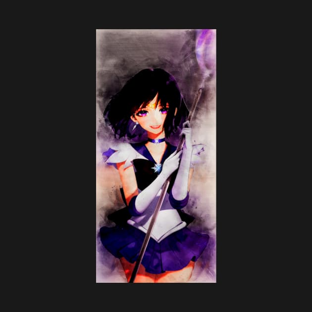 Sailor Saturn Anime Watercolor by Isamu Studio