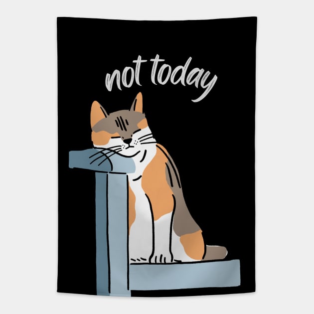 Lazy Cat Nope not Today funny sarcastic messages sayings and quotes Tapestry by BoogieCreates