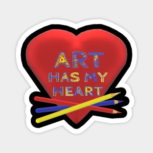 Art Has My Heart with Artist Pencils (Black Background) Magnet