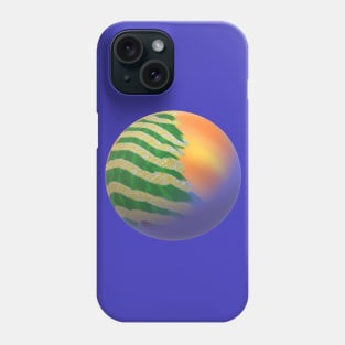 Round Tropical Merry Christmas. Decorated Christmas Tree on a Sandy Beach. Phone Case