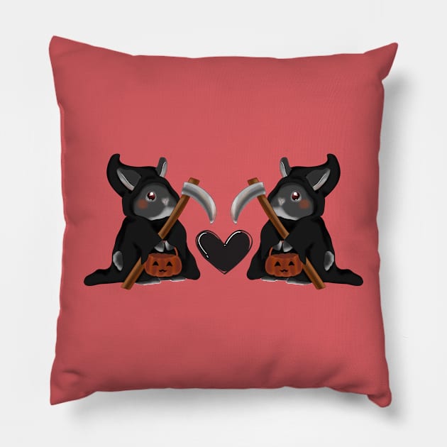 Love double Grim Reaper _ Bunniesmee Halloween Edition Pillow by GambarGrace