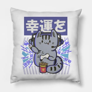 kawaii cat gamer Pillow