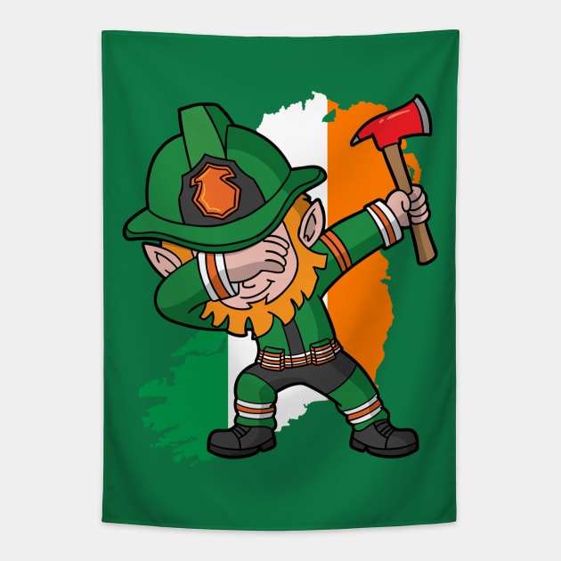 Irish Leprechaun Firefighter St Patricks Day Tapestry by E