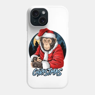 Christmas chimpanzee monkey with santa claus set Phone Case