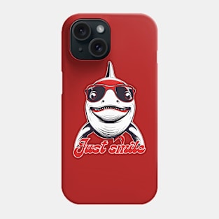 Funny white shark with red glasses invite you to smile Phone Case