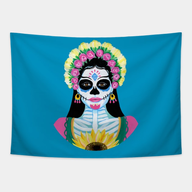 Day of the Dead Sugar Skull Girl Tapestry by IvyLilyArt