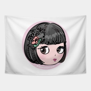 doll art, cute and kawaii illustration Tapestry