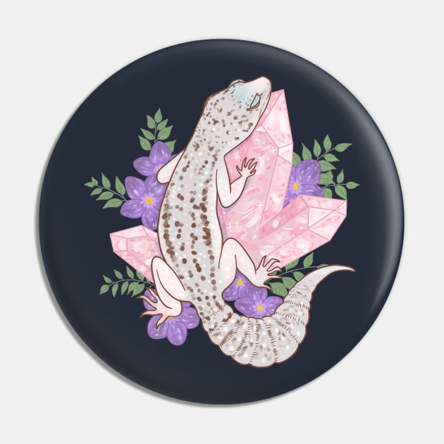 Leopard Gecko with Rose Quartz Pin by starrypaige