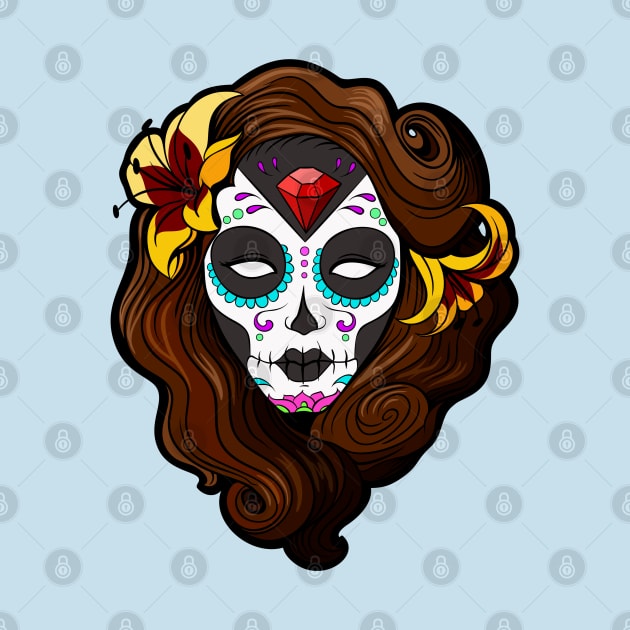 Day of the dead sugar skull pinup girl by Drawn2life