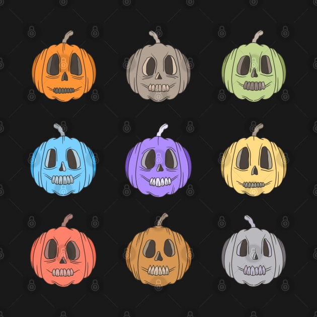 Colorful Halloween pumpkin Day of the Dead Candy Skulls by Scriptnbones