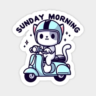 Sunday morning - cat ride scooter Magnet