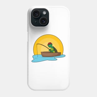 Turtle as Angler in Boat Phone Case