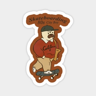 california skate boarding and pug dog Magnet